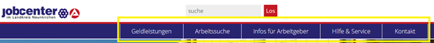 Menüband der Homepage
